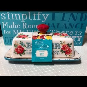 Pioneer Woman Vintage Floral Butter Dish Stoneware